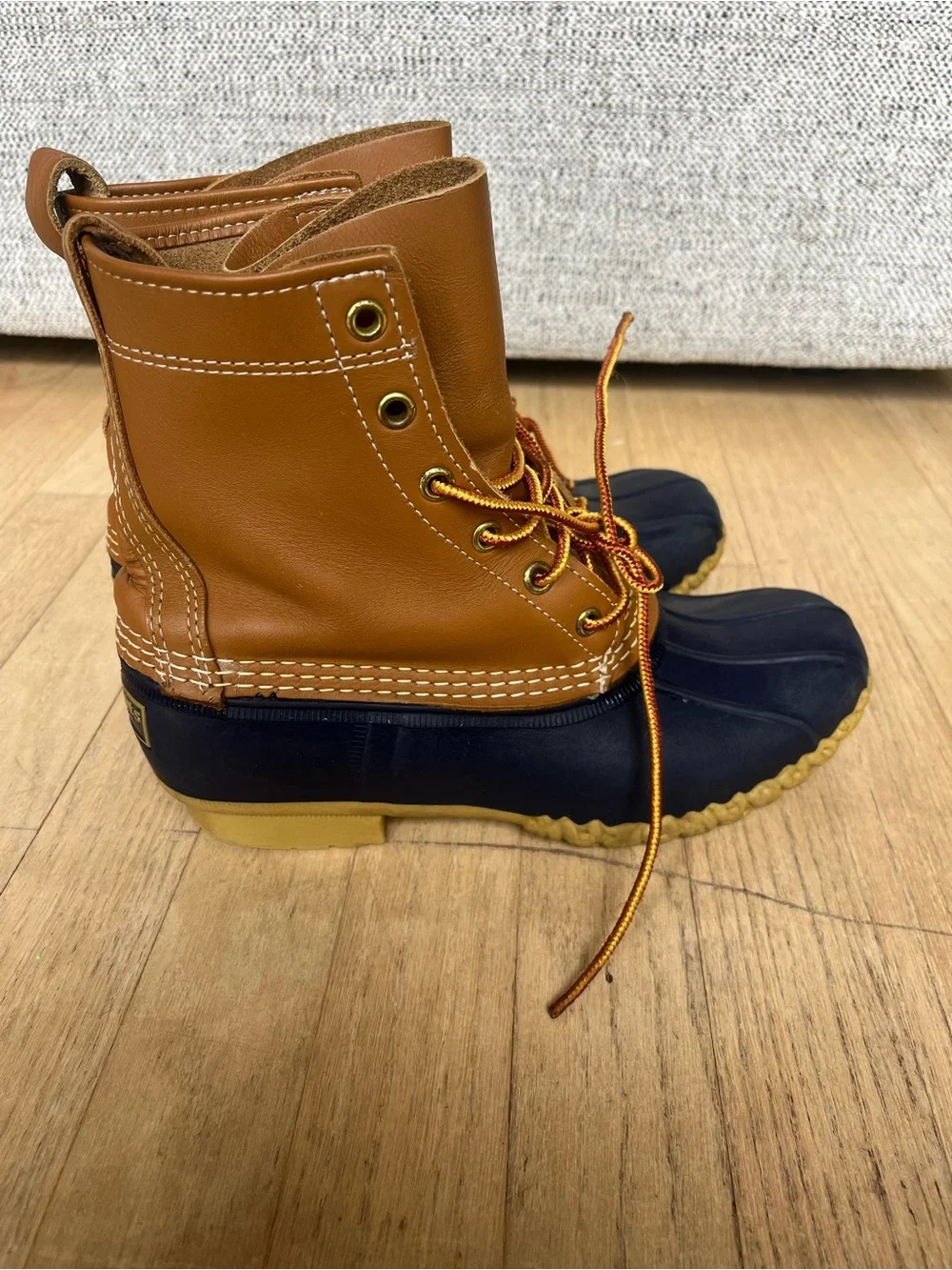 L.L. Bean Two-Tone Brown and Navy Waterproof Duck Boots